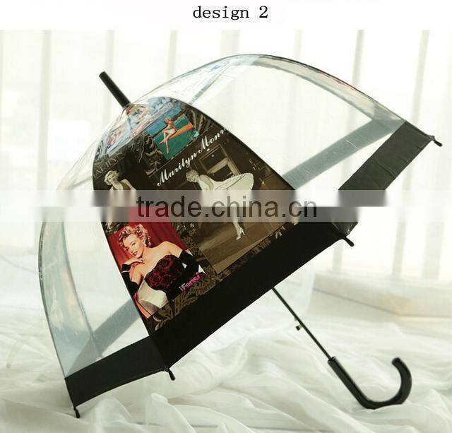 Fashion pvc transparent sex beautiful girl picture umbrella