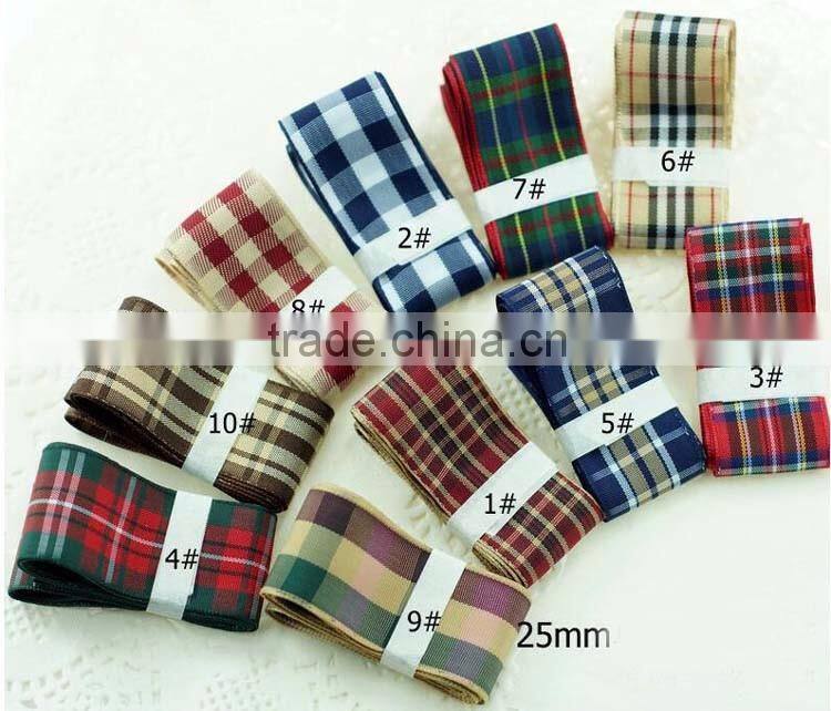 Welcome customize Pack for Hot sale Classic 2.5cm wide England Grid Ribbon Fbric for DIY Bowknot Jewelry Accessories