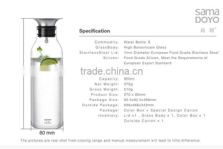 "SAMADOYO" Clear Glass Jug/ Kettle/ Bottle With Stopper