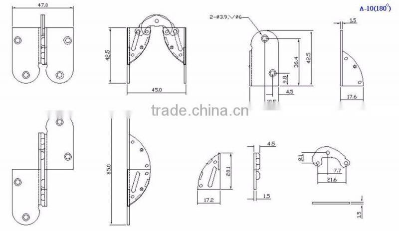 Made In Taiwan Hot Sale 18mm Wooden 180 Degree Dining Table Top Hinge