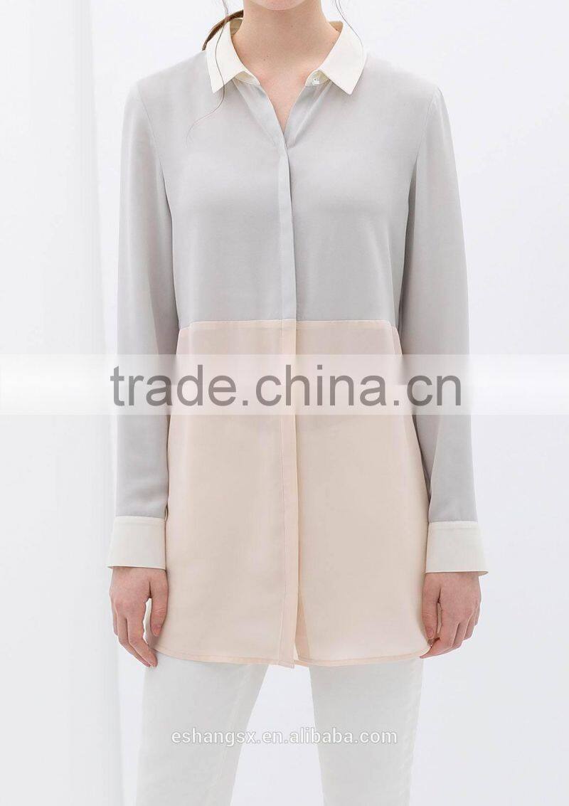 Ladies spring color block smart shirt