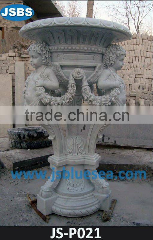 Indoor Polishing Beige Marble Wall Flower Pot For Sale