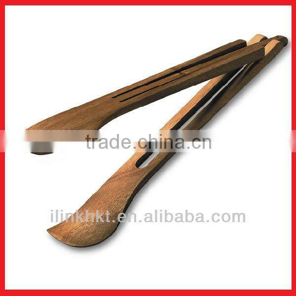 Acacia Wood Salad Tong with Custom engraved Laser Logo