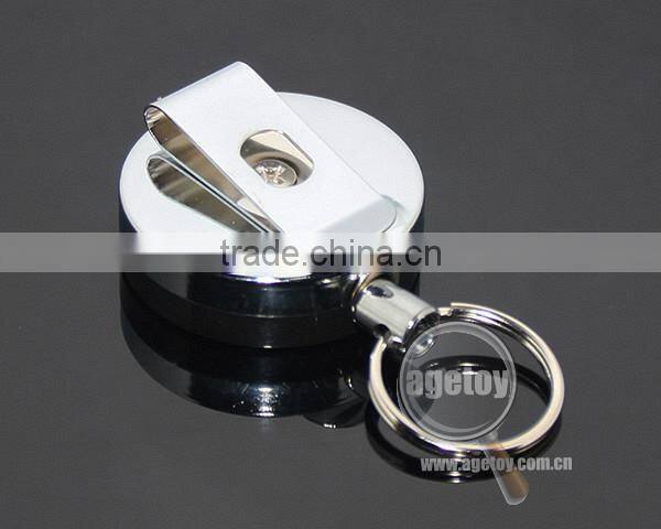 60cm Length Stainless Steel Wire Round Shaped Clips Plastic Metal Retractable Key Ring