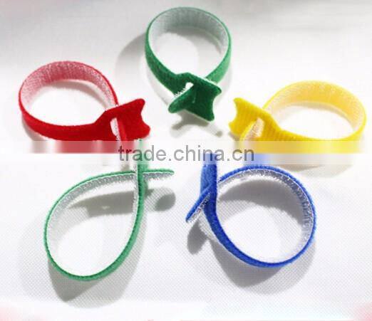Soft custom colour available adjustable hook and loop wire cable tie