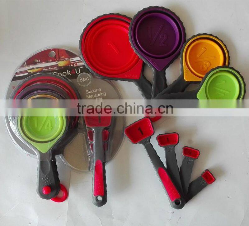 8-Piece Clear Plastic Wholesale Individual Endurance Stackable Magnetic Colorful Measuring Cup And Spoon Set