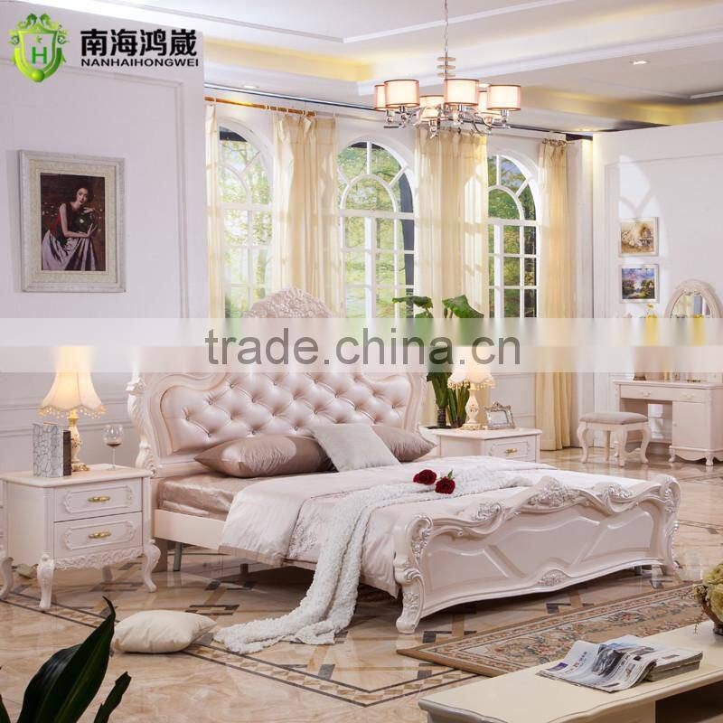 Luxury Antique European French Baroque Style Ivory White Hand Carved Wooden MDF Vanity Dressing Table Set