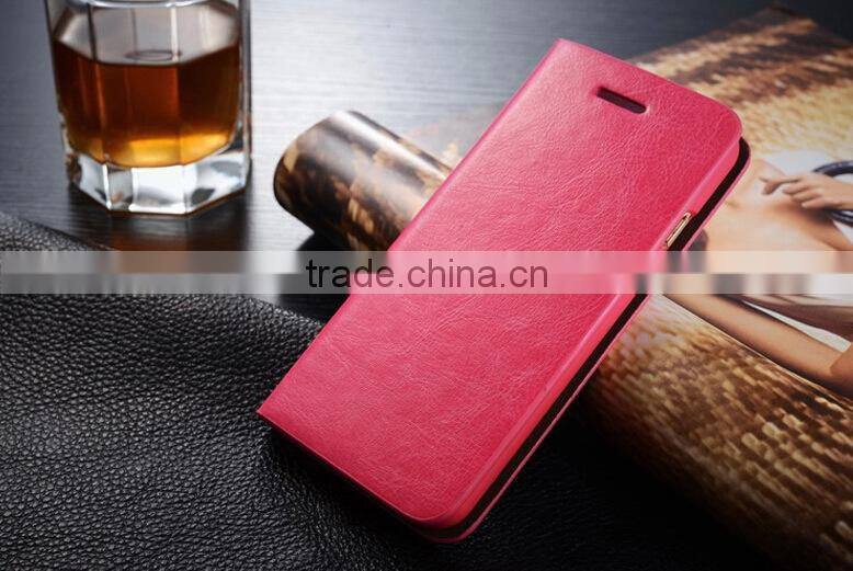 Genuine leather Magnetic flip wallet case for samsung galaxy s6 edge plus