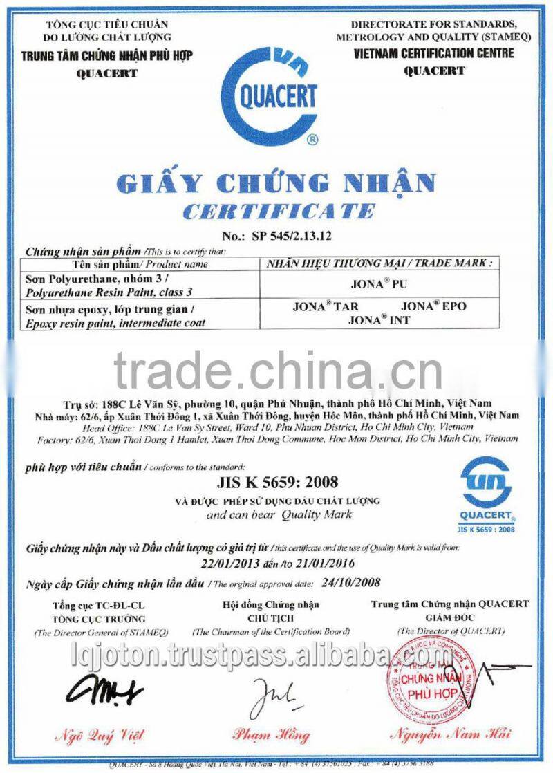 Excellent Epoxy Paint for Steel surfaces of Food Safety & concrete industrial floor, heat resistant, JIS Standard JONA EPO