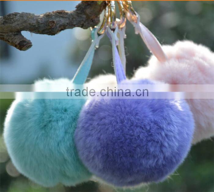 New Arrival Big soft Rabbit Fur Ball key chain