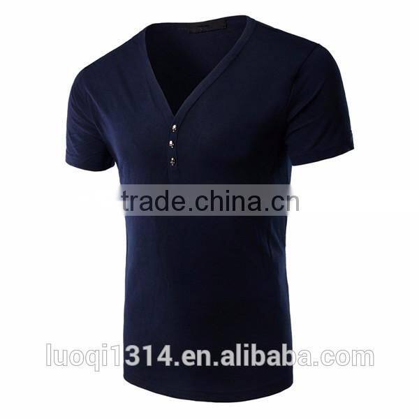 2016 New Fashion Men Slim Fit Cotton V-Neck Short Sleeve Casual T-Shirt Tops