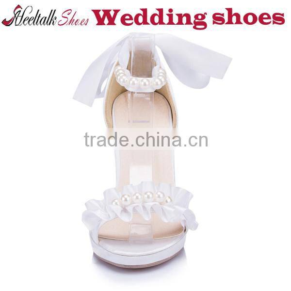 OEM Wholesale white wedding shoes ladies heels size 34-41 small order