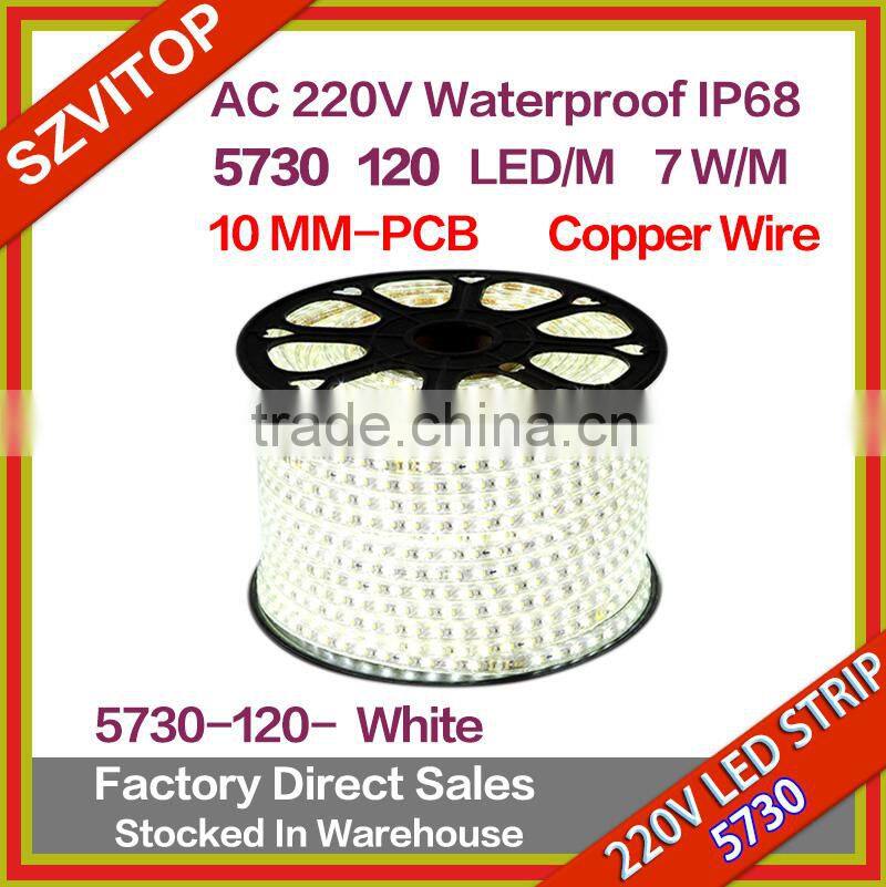 220V AC LED Strip Light 100M White SMD 5630 120LED/M Waterproof IP67 LED Stripe 100M/Roll High Quality High Brightness