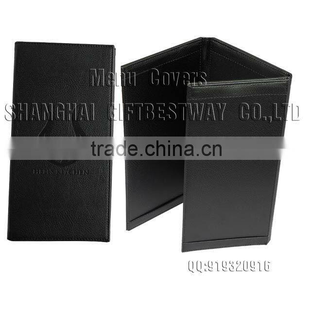 4 folder PU leather menu cover leather menu holder