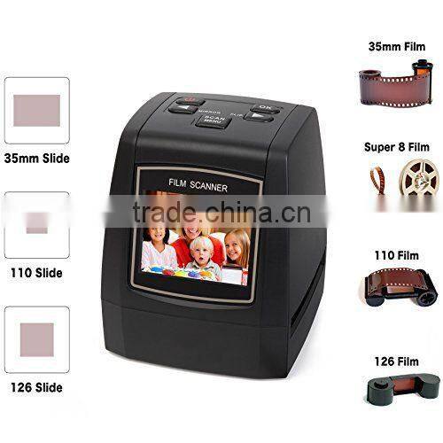 14Mp CMOS Sensor 2.4",Color Screen High Quality 35mm Film Scanner with SD Card Slot and 128MB Internal Memory