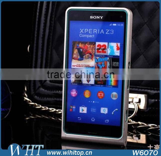 Fashional Alumimum Mental Bumper Case For Sony Xperia Z3 Mini Compact +Screen Protector For Z3 Compact