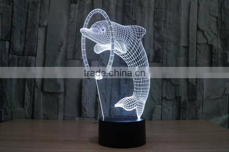 Lovely Dolphin 3D illusion Led Night Light Projection Baby Bedside Table Desk Lamp USB LED Electronic Gadget Decorative Lighting