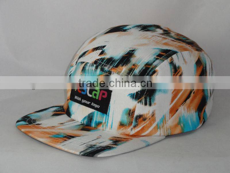 custom 5 panel floral print camp cap