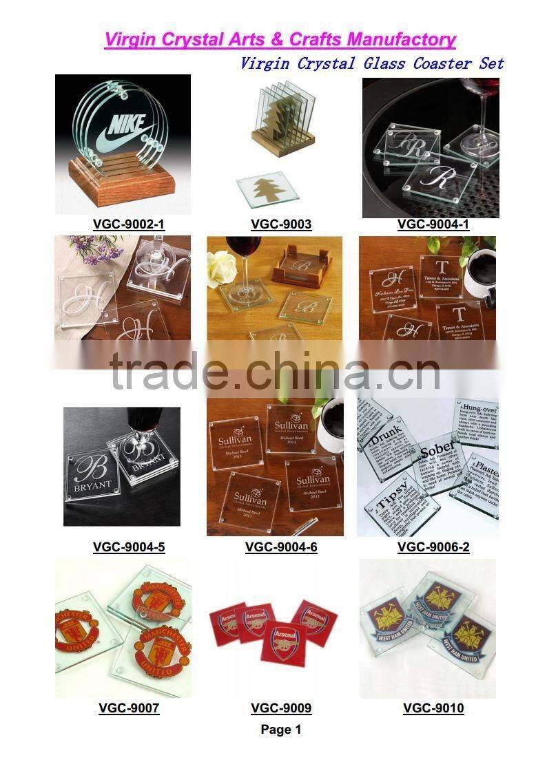 Wholesale exquisite blank glass coaster with custom logo for wedding favors giveaway