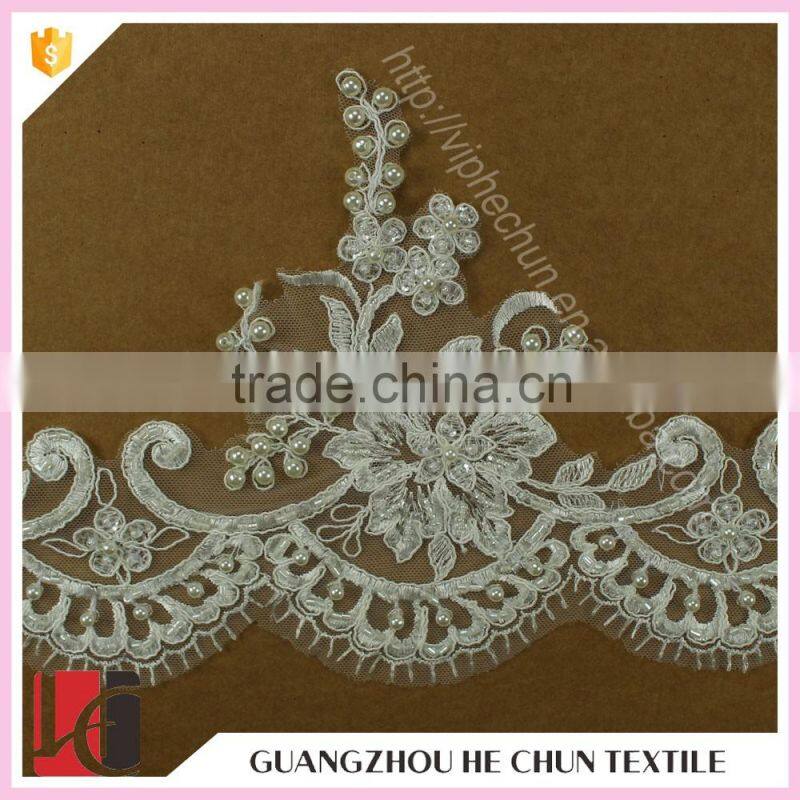 HC-1769-1 Hechun Export Quality Pearl Beaded Chemical Lace Trim