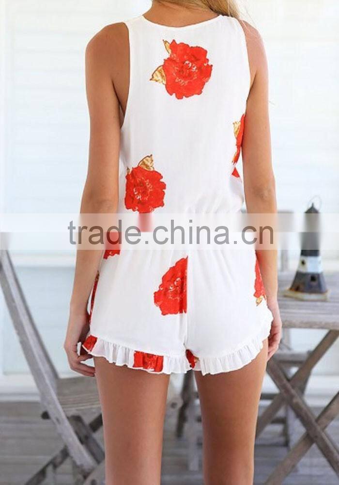 Women clothes romper latest design sleeveless korean fashion jumpsuit