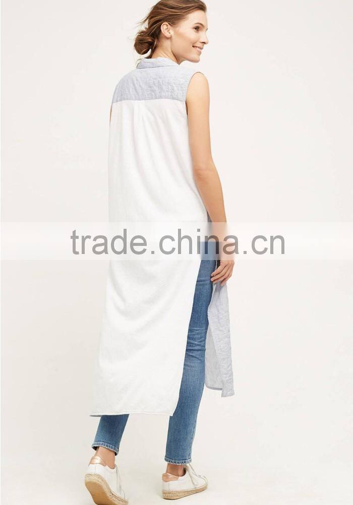 Designer western tops images sleeveless buttondown tunic long for woman