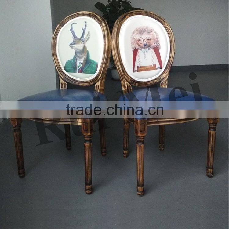 Classic Leather Armless Dining Chair/Wooden Dining Chair/Louis Solid Wooden Dinner Chair