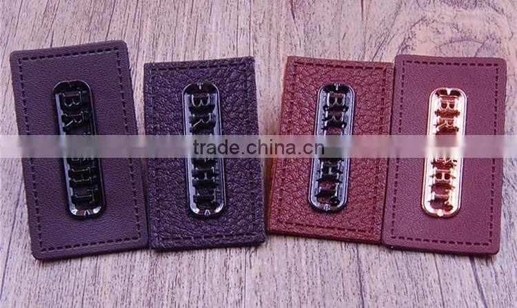 Embossed Jean Metal Logo Plate Real Custom Leather Patches PU Patch For Beanies