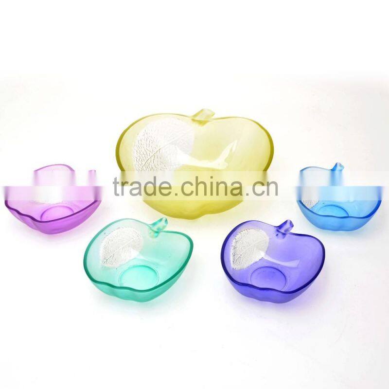 Sprayed Colored Glass Apple Shaped Bowl Mixing Glass Bowl Set