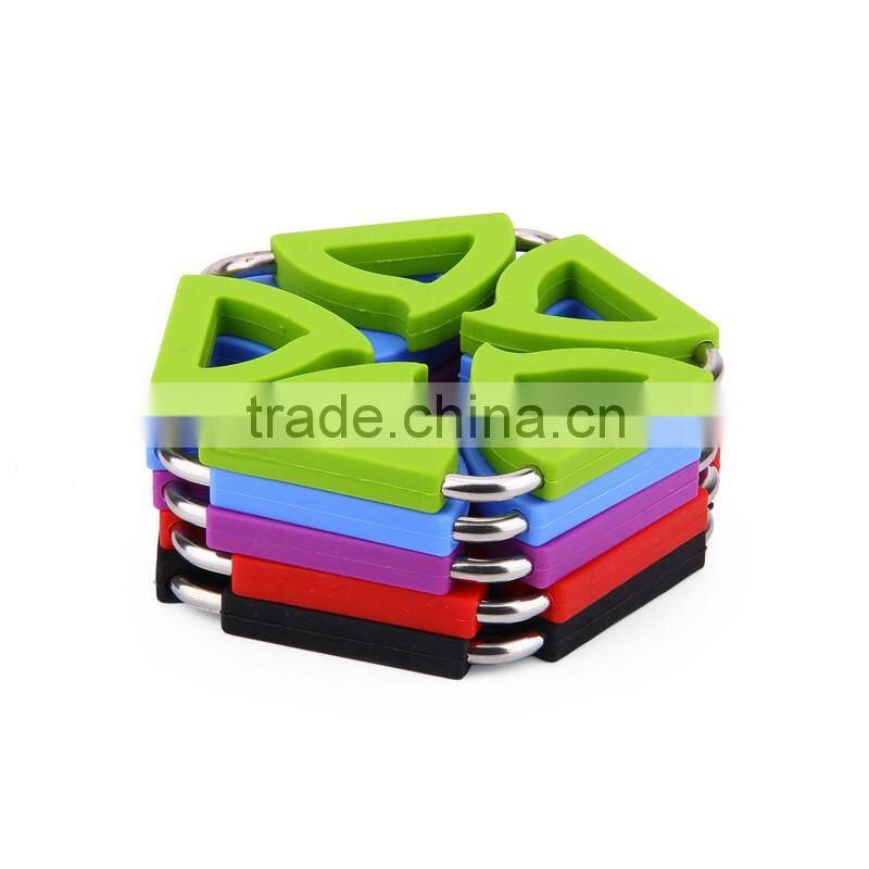 Insulation and heat resistant pentagon transformable silicone stainless steel pot holders