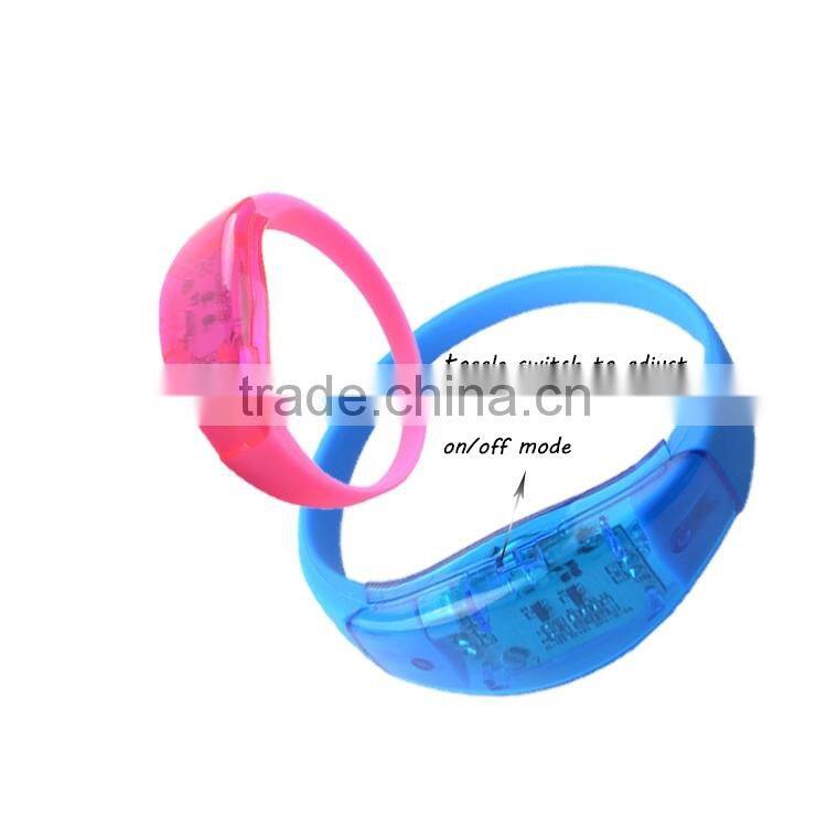 2016 Custom New Products PVC Sound Activated LED Flashing Concert Logo Bracelet,led bracelet