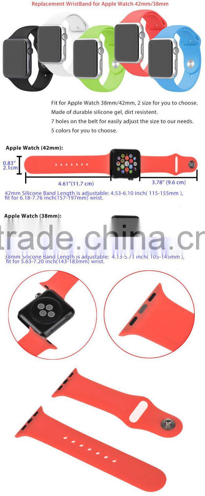 Silicone Sport Edition Soft Watch Band Straps Wrist Strap With Connector Adatptor Adjustment Length For Apple Watch Iwatch
