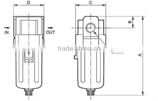 AF2000-01 Mini Pneumatic Air Filter 750L/min Flow 1/8" Port AF Series
