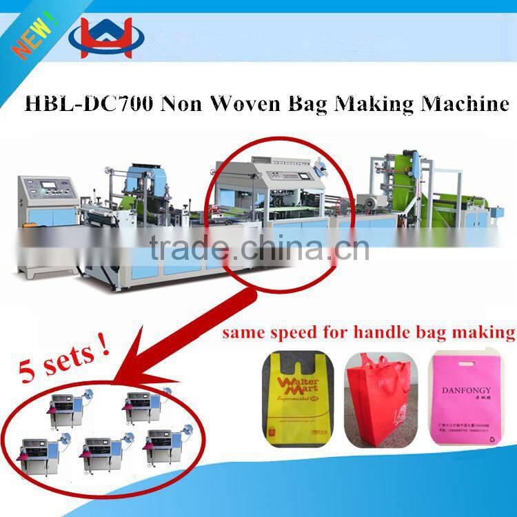 Good after-sale automatic nonwoven bag making machine with online handle attach sold all over the world