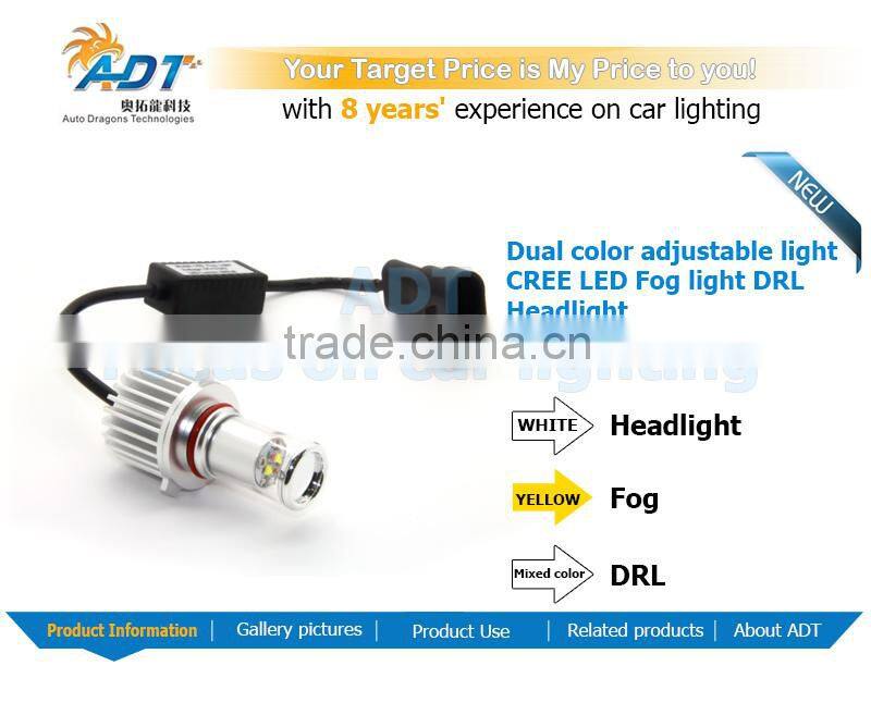 Hot sell 20W USA CR LED fog light dual color H8/H10/H11/9005/9006/H16 color changing fog lamp canbus headlights for VW for Golf5