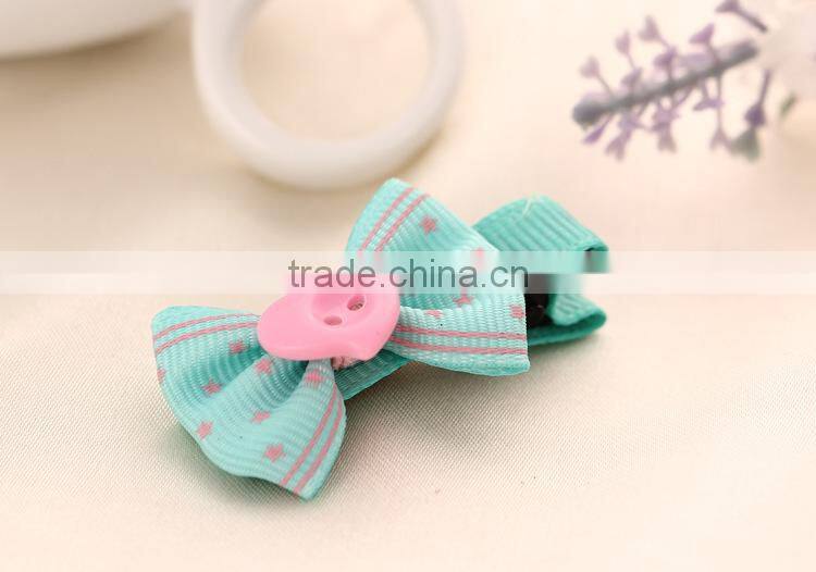 new style with sweet heart button multi color Boutique grosgrain hair clip fancy hailgrips