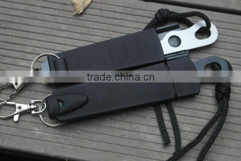 OEM outdoor multifunctional fixed blade knife with whistle