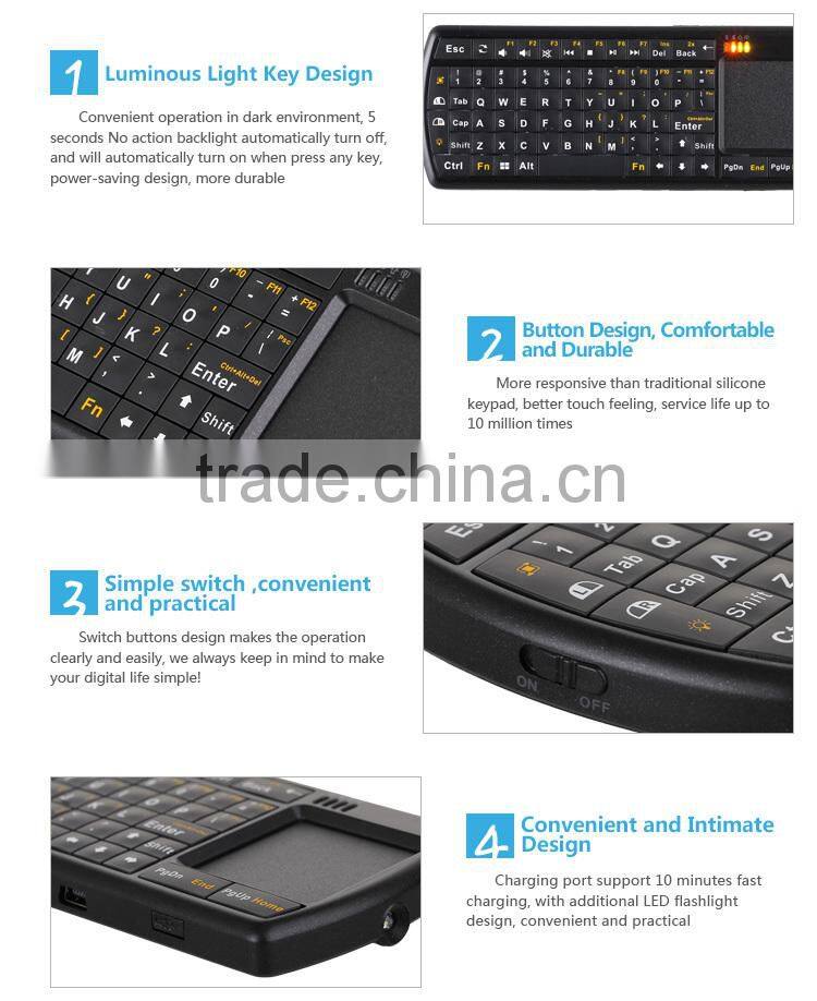 mini wireless mouse touchpad backlit bluetooth keyboard for smart tv