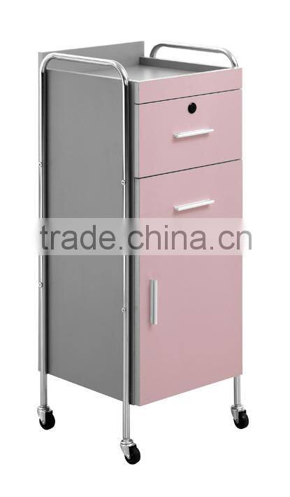 pink color wooden hairdressing wheels trolley M988