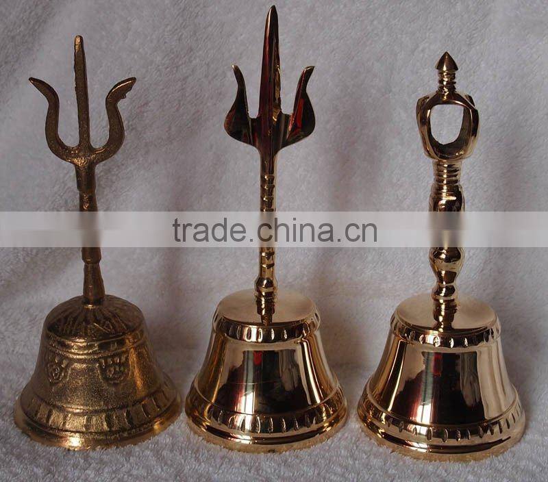 Tibetan brass temple/church/ritual bell A3-501 with Vajra Dorje handle hand for home decor(E486)