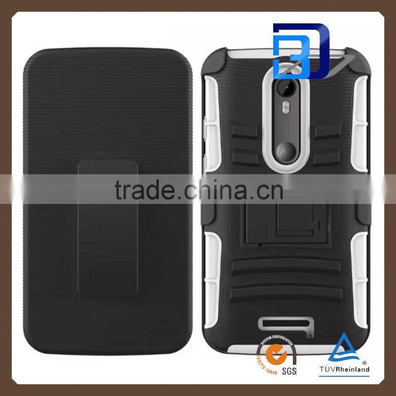 Alibaba Chinese Supplier 3 in 1 heavy duty shock proof belt case For Motorola moto X3 lowest price