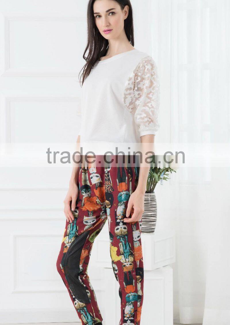 NEW ARRIVAL summer tops and blouses 2016 white lace sleeve shirt for woman chiffon fabric OEM tops cheap price
