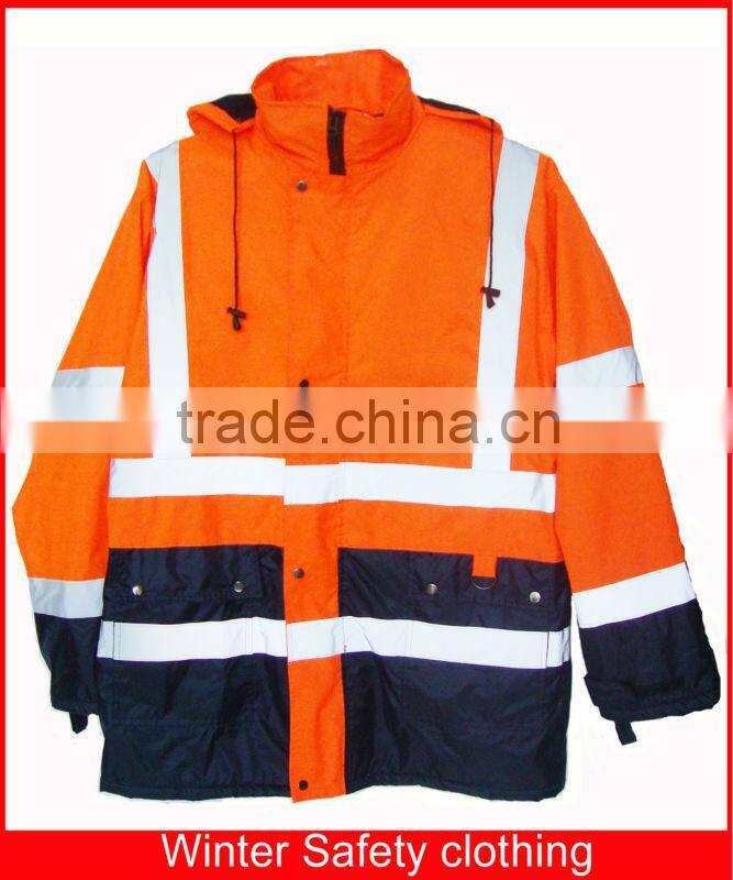 waterproof high visibility winter red reflective safety jacket