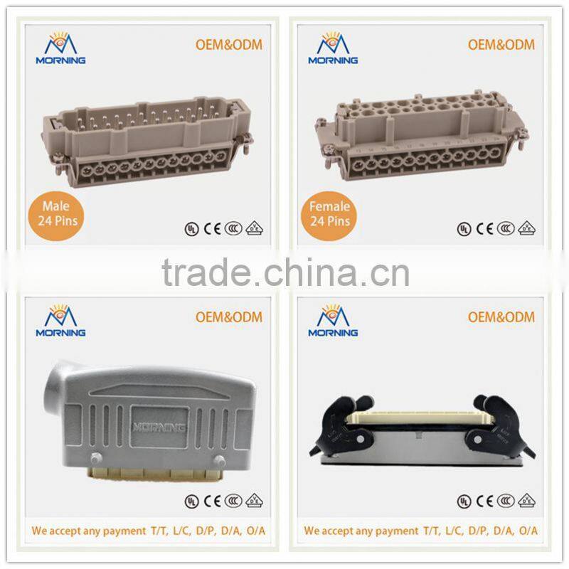 HDC HE-024, A Whole Set Industrial Screw Terminal Copper Alloy Side Entry 24 Pins ip65 waterproof electrical plugs