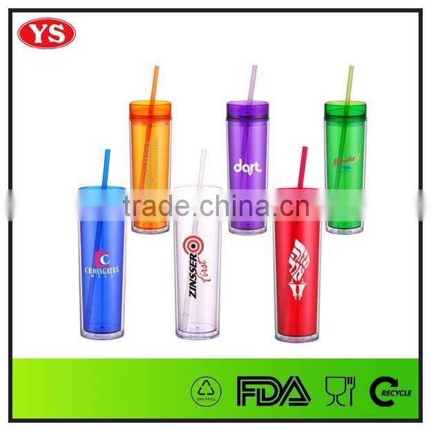 16 ounce clear double wall skinny acrylic tumbler wholesale
