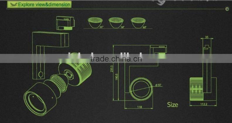High quality 40W rail cob commercial led track downlight, LED commercial lighting