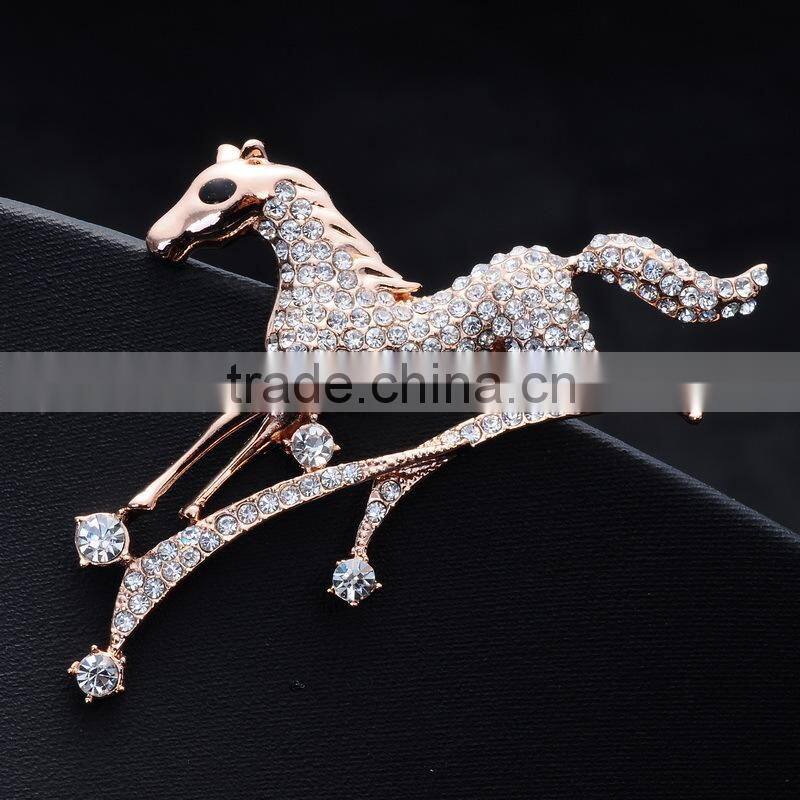 2015 Fashion China wholesale horse brooch full of diamond