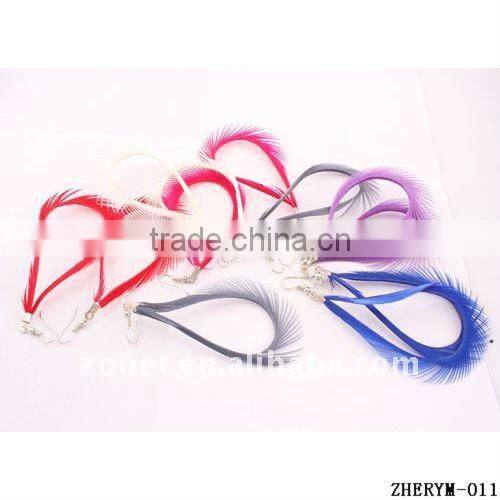 100% NEW Circle Shape Natrual Feather Earrings