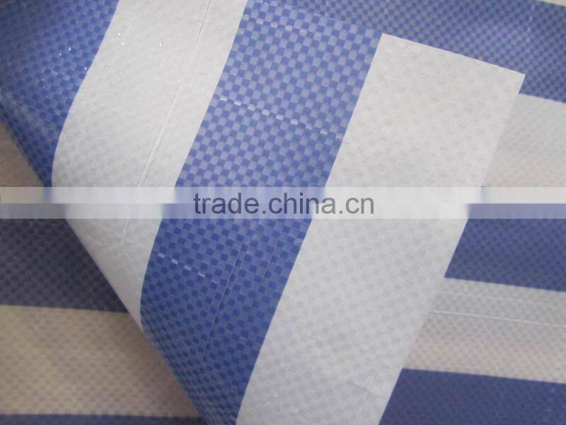 Blue and white striped HDPE tarpaulin plastic cover sheet lona