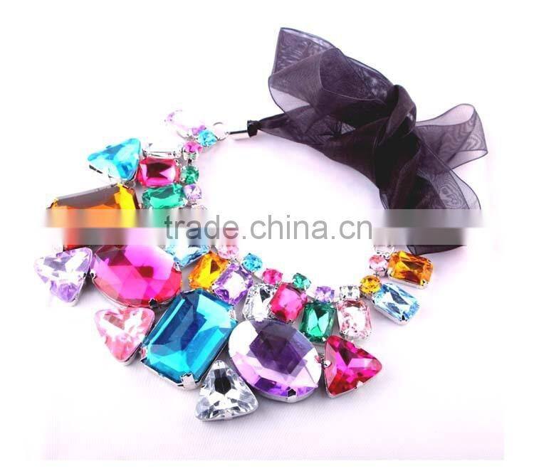 Hot Sale Multicolor Crystal Collar Choker Vintage Pendant Statement Necklace Women Fashion Necklaces for Women 2014